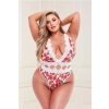 WHITE FLORAL & LACE TEDDY, XL