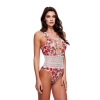 WHITE FLORAL & LACE TEDDY, M/L