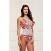 WHITE FLORAL & LACE TEDDY, M/L