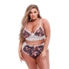 GREY FLORAL & LACE BRA SET, XL