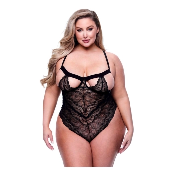SEXY STRAPPY LACE TEDDY BLACK, QUEEN