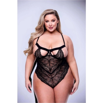SEXY STRAPPY LACE TEDDY BLACK, QUEEN