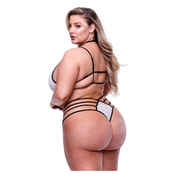 2PC STRAPPY LACE BRA & PANTY SET BLACK, QUEEN