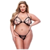 BACI 2 PCS PEEK-A-BOO BRA & CROTCHLESS G-STRING SET BLACK , Q