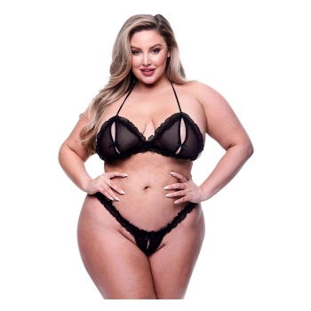 BACI 2PC PEEKABOO BRA & CROTCHLESS GSTRING SET, QUEEN