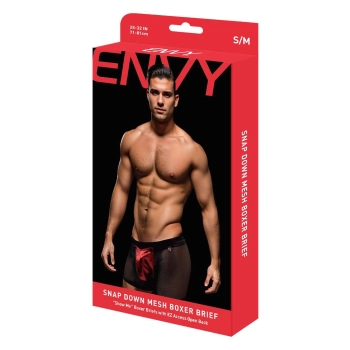ENVY SNAP DOWN MESH BOXER BRIEF BLACK RED, S/M