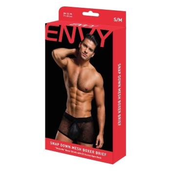 ENVY SNAP DOWN MESH BOXER BRIEF BLACK, L/XL