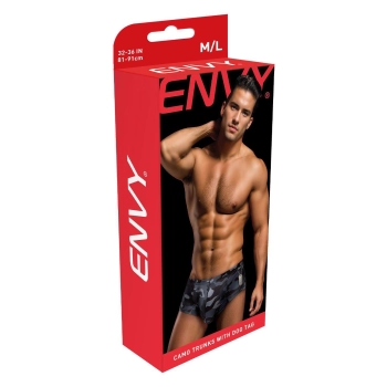 ENVY CAMO TRUNKS W/ DOG TAG BLACK, M/L