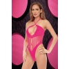 LAPDANCE FISHNET HALTER BODYSUIT PINK, OS