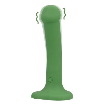 Małe wibrujące dildo silikonowe Loveline leśnozielone 16,5 cm