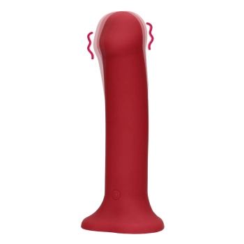 Duże wibrujące dildo silikonowe Loveline malinowy czerwony 20 cm