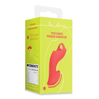Mini wibrator na palec teksturowany Loveline czerwony 12 cm