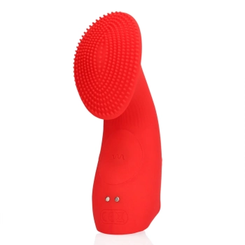 Mini wibrator na palec teksturowany Loveline czerwony 12 cm