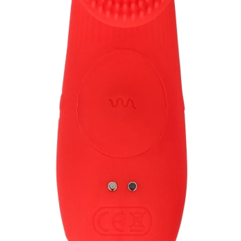 Mini wibrator na palec teksturowany Loveline czerwony 12 cm