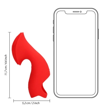 Mini wibrator na palec teksturowany Loveline czerwony 12 cm