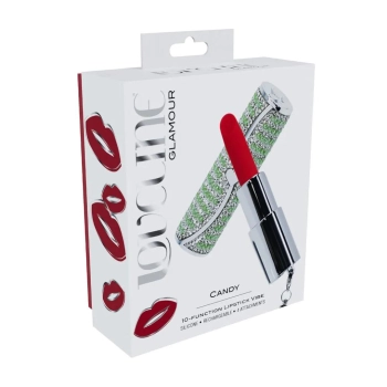 Mini wibrator pomadka Loveline zielony z 4 końcówkami USB