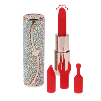 Wibrator szminka Loveline Sparkle iridescent z nakładkami