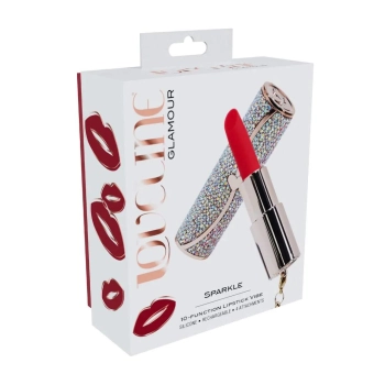 Wibrator szminka Loveline Sparkle iridescent z nakładkami