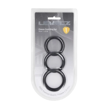 Zestaw 3 silikonowych pierścieni erekcyjnych Levelz L XL XXL czarny