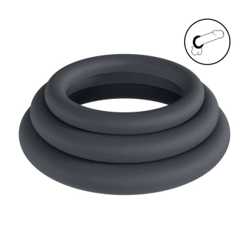 Zestaw 3 silikonowych pierścieni erekcyjnych Levelz L XL XXL czarny