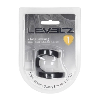 Pierścień erekcyjny dwupętlowy silikonowy Levelz czarny 4cm