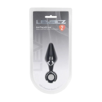 Korek analny silikonowy z pętlą Levelz S czarny 10cm