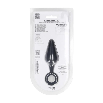 Silikonowy korek analny z pętlą Levelz M czarny 12 cm