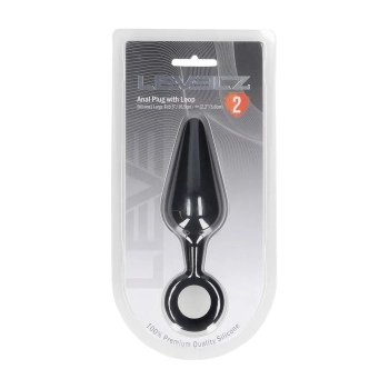 Korek analny silikonowy z pętlą Levelz L czarny 14 cm