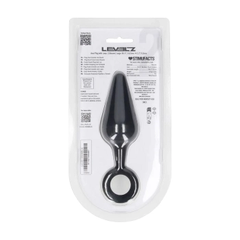 Korek analny silikonowy z pętlą Levelz L czarny 14 cm