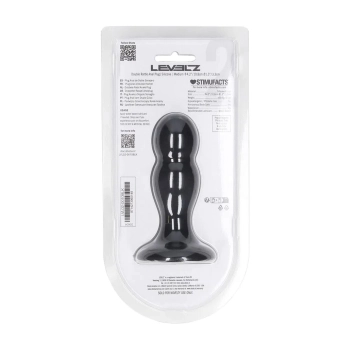 Podwójny korek analny z grzechotką silikonowy Levelz czarny M 11 cm