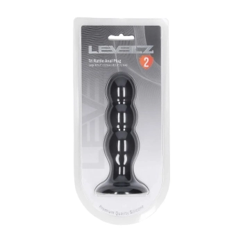 Korek analny potrójny z grzechotką Levelz silikonowy L czarny 13,5cm