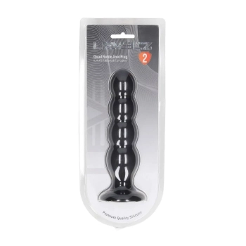 Korek analny silikonowy poczwórny z grzechotką Levelz XL czarny 16,5cm