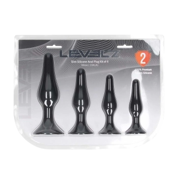 Zestaw 4 smukłych silikonowych korków analnych Levelz czarny