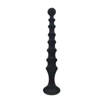 Sonda analna żebrowana Levelz silikonowa czarna 26,7 cm