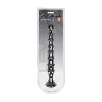Sonda analna żebrowana Levelz silikonowa czarna 26,7 cm