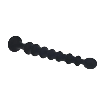 Sonda analna żebrowana Levelz silikonowa czarna 26,7 cm