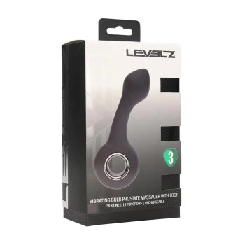 Wibrujący silikonowy masażer prostaty Levelz z pętlą czarny 14,5 cm