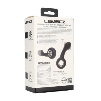 Wibrujący silikonowy masażer prostaty Levelz z pętlą czarny 14,5 cm