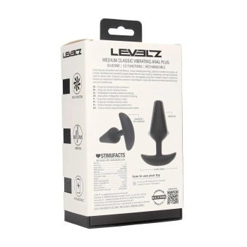 Wibrujący korek analny silikonowy Levelz M czarny 12 cm