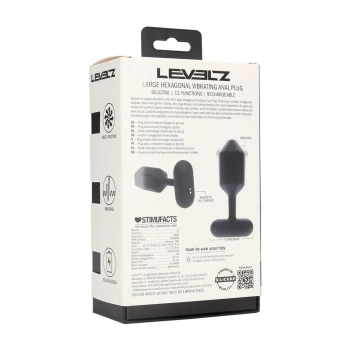 Wibrujący korek analny heksagonalny silikonowy Levelz L czarny 14 cm