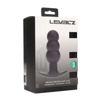 Wibrujący korek analny Tri Bulb silikonowy Levelz czarny USB