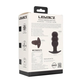 Wibrujący korek analny Tri Bulb silikonowy Levelz czarny USB