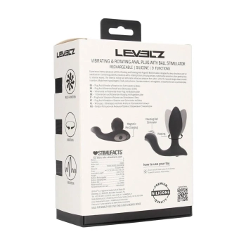 Korek analny wibrujący obrotowy z kulką Levelz silikonowy czarny 10,7cm
