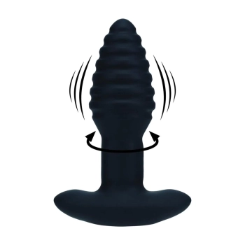 Korek analny Levelz wibrujący rotacyjny karbowany silikonowy czarny 12,5 cm