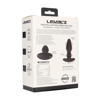 Korek analny Levelz wibrujący rotacyjny karbowany silikonowy czarny 12,5 cm
