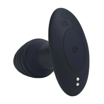 Korek analny Levelz wibrujący rotacyjny karbowany silikonowy czarny 12,5 cm
