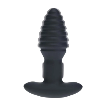Korek analny Levelz wibrujący rotacyjny karbowany silikonowy czarny 12,5 cm