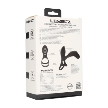 Wibrujący pierścień na penisa i jądra z pętlą Levelz silikonowy czarny 14cm