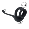 Dual Motor Silicone Cockring with Prostate Stimulator - Black