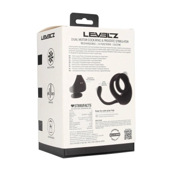 Dual Motor Silicone Cockring with Prostate Stimulator - Black